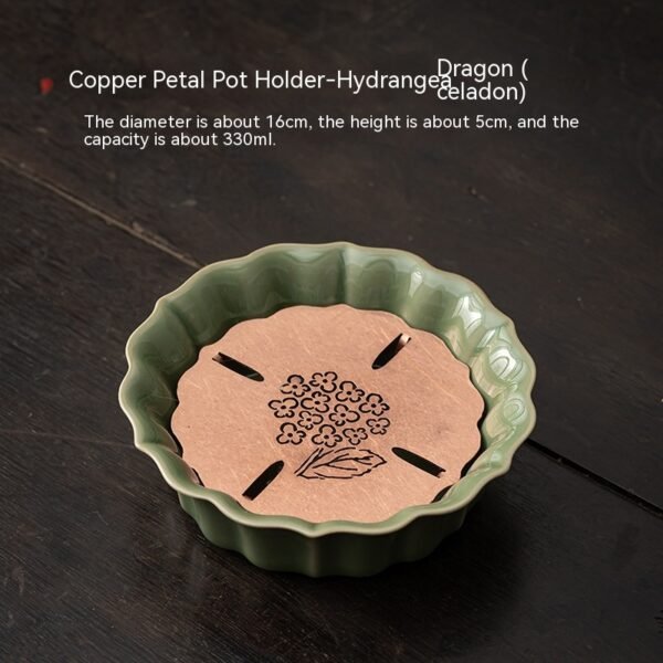 Celadon Vintage Brass Petal Tea Tray