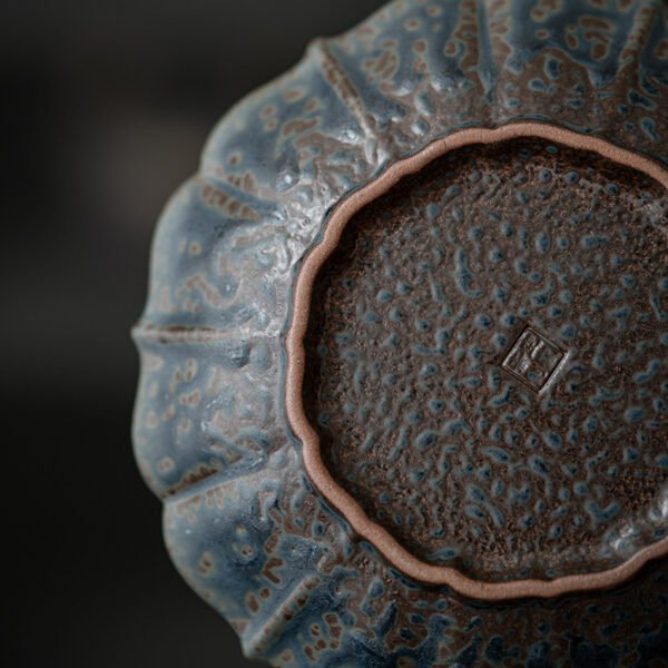 Bronze Glaze Scholar Water Drop Container Ceramic Tea Ware Bamboo Tea Tray Saucer