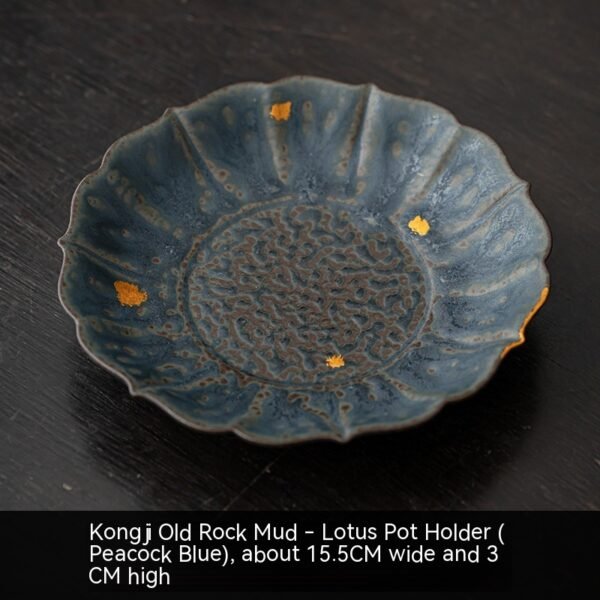 Bronze Glaze Scholar Water Drop Container Ceramic Tea Ware Bamboo Tea Tray Saucer