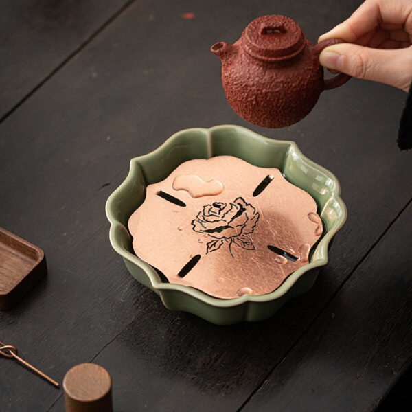 Celadon Vintage Brass Petal Tea Tray