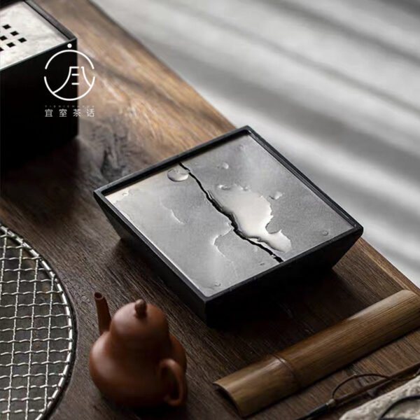 Ash Charcoal Black Square Pot Tray Water Storage Tea Table
