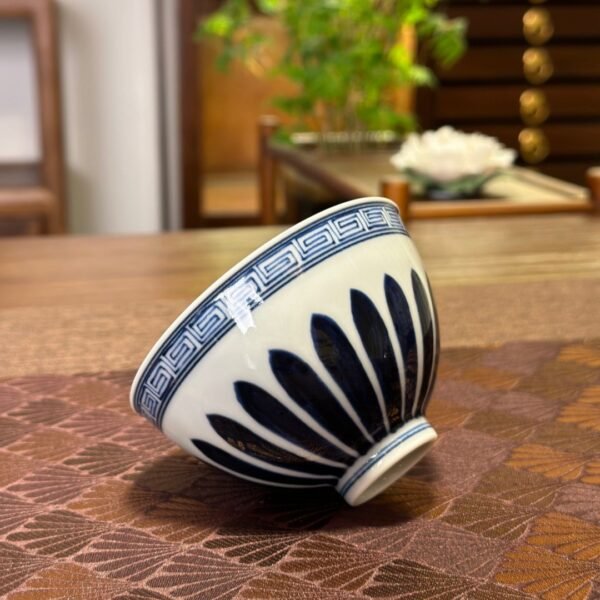 Ming-style Blue-and-White "Chicken Heart" Chalice with Double Chrysanthemum Petals & Floral Medallion