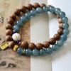 Indian Old Mountain Sandalwood+Natural Blue-Green Jadeite bracelet