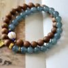 Indian Old Mountain Sandalwood+Natural Blue-Green Jadeite bracelet