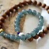 Indian Old Mountain Sandalwood+Natural Blue-Green Jadeite bracelet