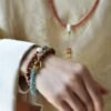 Indian Old Mountain Sandalwood+Natural Blue-Green Jadeite bracelet